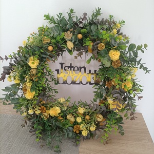 Isten hozott ajtódísz, koszorú, kopogtató  - otthon & életmód - dekoráció - virágdísz és tartó - koszorú - Meska.hu