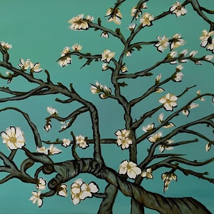 Mandulavirágzás festmény - művészet - festmény - akril - Meska.hu