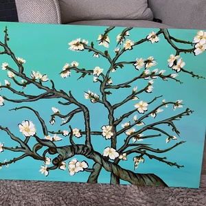 Mandulavirágzás festmény - művészet - festmény - akril - Meska.hu