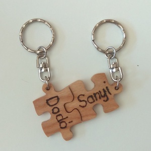 Puzzle, fa kulcstartó páros, Táska & Tok, Kulcstartó & Táskadísz, Kulcstartó, Famegmunkálás, MESKA