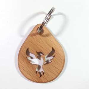 Főnix madár mintájú fa kulcstartó - Meska.hu