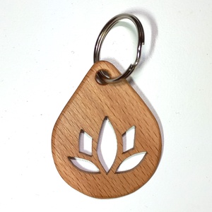 Lótusz virág mintájú fa kulcstartó, Táska & Tok, Kulcstartó & Táskadísz, Kulcstartó, Famegmunkálás, MESKA