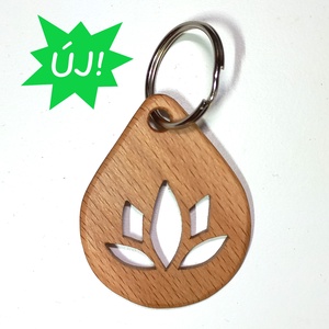 Lótusz virág mintájú fa kulcstartó, Táska & Tok, Kulcstartó & Táskadísz, Kulcstartó, Famegmunkálás, MESKA