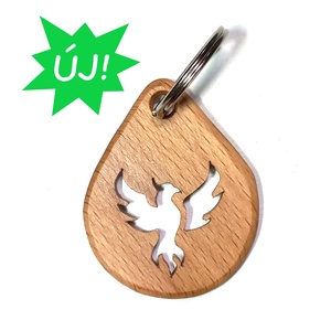 Főnix madár mintájú fa kulcstartó, Táska & Tok, Kulcstartó & Táskadísz, Kulcstartó, Famegmunkálás, MESKA