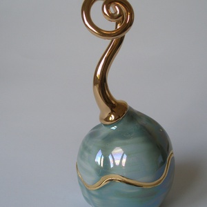 türkiz-arany porcelán ékszertartó, Ékszer, Ékszertartó, Ékszerdoboz, Kerámia, MESKA