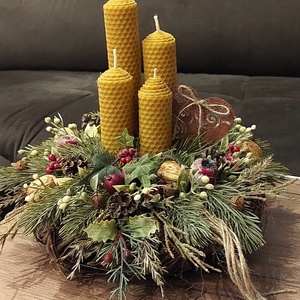 Adventi koszorú méhviaszgyertyákkal, Karácsony, Adventi díszek, Adventi koszorú, , MESKA