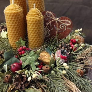 Adventi koszorú méhviaszgyertyákkal - karácsony - adventi díszek - adventi koszorú - Meska.hu