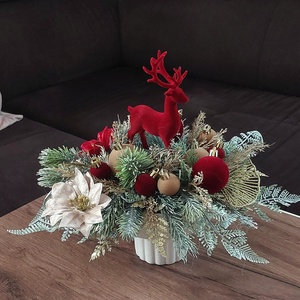 Bársony szarvasos karácsonyi dísz, Karácsony, Adventi díszek, Adventi asztaldísz, , MESKA