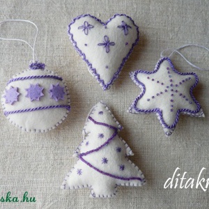 Adventi-karácsonyi díszek fehér gyapjúfilcből - Meska.hu