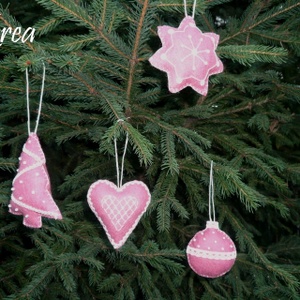Rózsaszínű adventi-karácsonyi díszek -  - Meska.hu