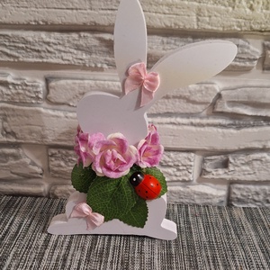 Katicás-Rózsaszín Fa Nyuszi � Kézzel Készült Húsvéti Dekoráció  - Meska.hu