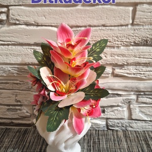 Vibráló Pink Orchidea Asztaldísz � Elegáns Fehér Kerámia Vázában (20 cm) - Meska.hu