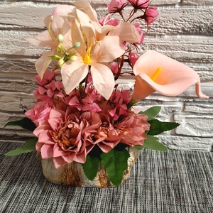 Luxus Pasztell Virágkompozíció � Márvány Mintás Kerámia Kaspóban (20 cm) - Meska.hu