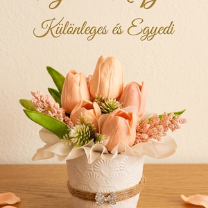 Szeretettel Édesanyámnak � Barack színű örök virágkompozíció(15 cm magas), Otthon & Életmód, Virágdekoráció, Virágdíszek, Virágdísz kaspóban, Virágkötés, MESKA