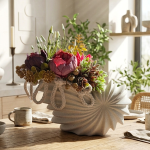 Anyák napi örökvirág dekoráció � Kagyló kaspóban(20cm magas) - Meska.hu