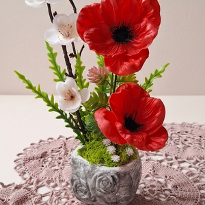 Pipacsos asztaldísz � Egyedi tavaszi-nyári otthondekoráció(25cm magas) - Meska.hu