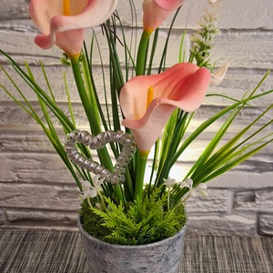 Anyák napiLágyság és Szeretet � Elegáns rózsaszín kála dísz Anyák napjára(25cm magas) - otthon & életmód - virágdekoráció - virágdíszek - virágdísz kaspóban - Meska.hu