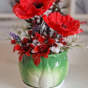 Élethű pipacs asztaldísz kerámia kaspóban � Piros örökvirág dekoráció - otthon & életmód - dekoráció - asztal és polc dekoráció - asztaldísz - Meska.hu