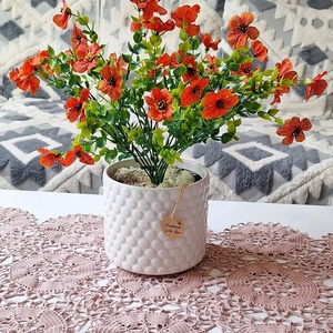 Provence-i álom � Rusztikus narancssárga dekoráció pöttyös kaspóban(35cm magas) - Meska.hu
