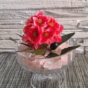 Rózsaszín Álom � Kézműves dekoráció elegáns üvegkehelyben(15cm magas) - otthon & életmód - dekoráció - asztal és polc dekoráció - asztaldísz - Meska.hu
