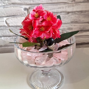 Rózsaszín Álom � Kézműves dekoráció elegáns üvegkehelyben(15cm magas) - Meska.hu