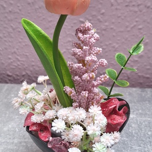 Kelyhes tavaszi asztaldísz � Romantikus barack tulipánnal(15cm magas) - otthon & életmód - dekoráció - asztal és polc dekoráció - asztaldísz - Meska.hu