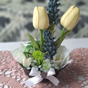 Tulipános asztaldís (15cm magas) - Meska.hu