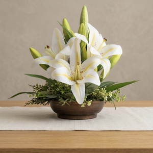 Elegáns liliom asztali dísz, antikolt kaspóban � Egyedi kézműves dekoráció(28cm magas 25cm széles) - otthon & életmód - dekoráció - asztal és polc dekoráció - asztaldísz - Meska.hu