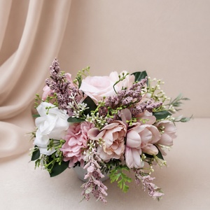 Álombeli Rózsakert � Rusztikus, kézzel festett csészébe zárt Rózsa és Jázmin csokor(20cm magas) - otthon & életmód - dekoráció - asztal és polc dekoráció - asztaldísz - Meska.hu