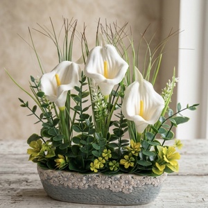 Romantikus fehér kála kompozíció egyedi mintás kaspóban � Prémium kézműves ajándék(20cm magas, 25cm széles)  - Meska.hu