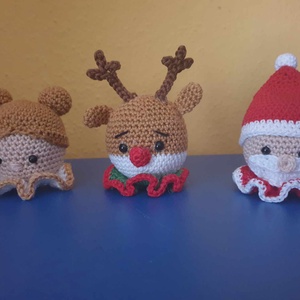 Karácsonyi horgolt amigurumi figurák (6 db) - karácsony - karácsonyi lakásdekoráció - karácsonyi manók, figurák - Meska.hu