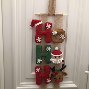 Ho-ho-ho, karácsonyi horgolt ajtódísz - Meska.hu