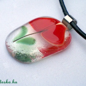 Pipacsos  medál, virágos üvegkszer ajándék lányoknak névnapra, születésnapra. - Meska.hu