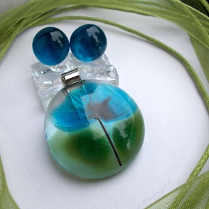 Szellőrózsa üvegékszer szett, ajándék  névnapra, születésnapra. - ékszer - ékszerszett - Meska.hu