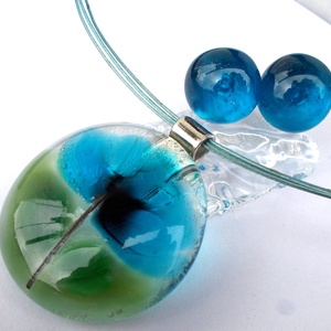 Szellőrózsa üvegékszer szett, ajándék  névnapra, születésnapra., Ékszer, Ékszerszett, Ékszerkészítés, Üvegművészet, MESKA