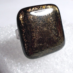 Bronzos csillogás üvegékszer gyűrű, ajándék karácsonyra. - ékszer - gyűrű - statement gyűrű - Meska.hu