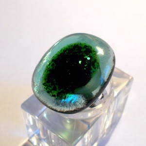 Kék tó kincse üvegékszer, gyűrű , ajándék nőknek névnapra, születésnapra. - ékszer - gyűrű - statement gyűrű - Meska.hu