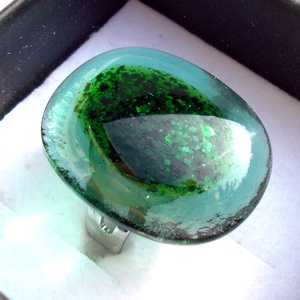 Kék tó kincse üvegékszer, gyűrű , ajándék nőknek névnapra, születésnapra. - ékszer - gyűrű - statement gyűrű - Meska.hu