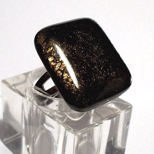 Bronzos csillogás üvegékszer gyűrű, ajándék karácsonyra., Ékszer, Gyűrű, Statement gyűrű, Ékszerkészítés, Üvegművészet, MESKA