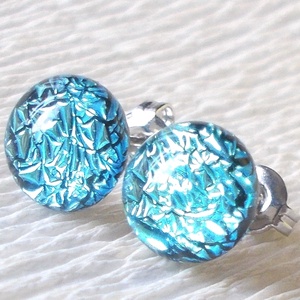 Exkluzív ezüstkék üveg fülbevaló  , ajándék  névnapra, születésnapra. - Meska.hu