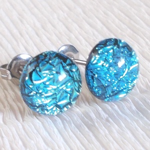 Exkluzív ezüstkék üveg fülbevaló  , ajándék  névnapra, születésnapra. - ékszer - fülbevaló - pötty fülbevaló - Meska.hu