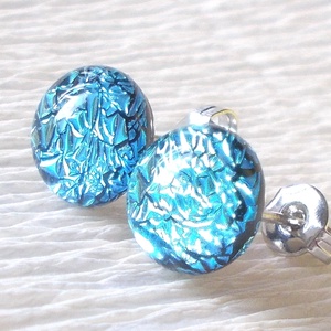 Exkluzív ezüstkék üveg fülbevaló  , ajándék  névnapra, születésnapra. - ékszer - fülbevaló - pötty fülbevaló - Meska.hu