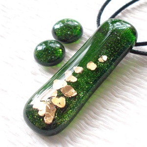 AKCIÓ! Zöld_arany fények üvegékszer , ajándék nőknek névnapra, születésnapra karácsonyra. - Meska.hu