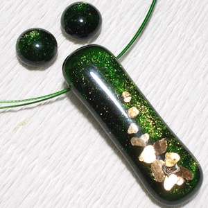 AKCIÓ! Zöld_arany fények üvegékszer , ajándék nőknek névnapra, születésnapra karácsonyra. - ékszer - ékszerszett - Meska.hu