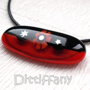 Piros - fekete  virágos ékszer, ajándék nőnek, lányoknyak, névnapra, születésnapra. - ékszer - ékszerszett - Meska.hu