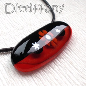 Piros - fekete  virágos ékszer, ajándék nőnek, lányoknyak, névnapra, születésnapra. - ékszer - ékszerszett - Meska.hu