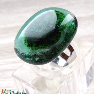 Kék tó kincse üvegékszer, gyűrű , ajándék nőknek névnapra, születésnapra. - ékszer - gyűrű - statement gyűrű - Meska.hu