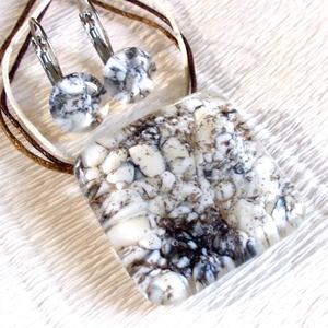 Kavics mintás üvegékszer szett, ajándék névnapra, születésnapra. - ékszer - ékszerszett - Meska.hu