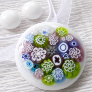 Levendula csokor üvegékszer, nyaklánc és fülbevaló, ajándék nőnapra, névnapra, születésnapra., , Ékszerkészítés, Üvegművészet, MESKA