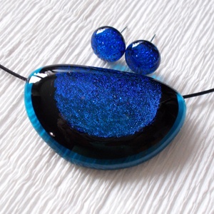 Kék félhold ékszerszett,  nyaklánc és fülbevaló,  ajándék  nőknek névnapra, születésnapra. - ékszer - ékszerszett - Meska.hu